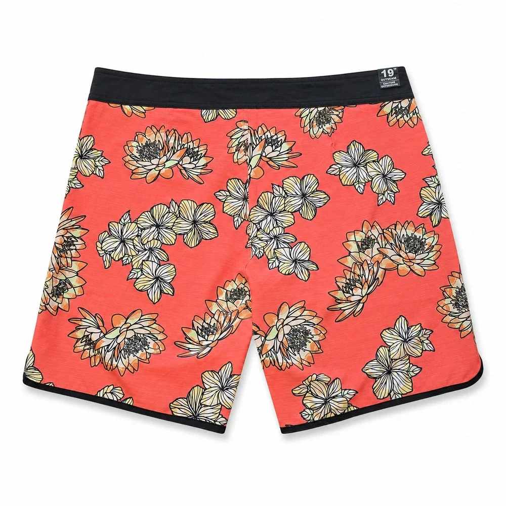 Reef Tanner Board Shorts Fixed Waist Mens Size 38 Paprika Floral Stretch NWT